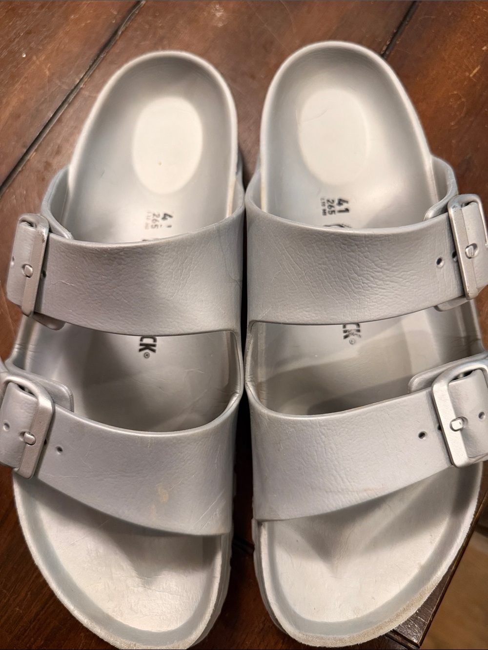 Birkenstock White Double Buckle Slide Sandals